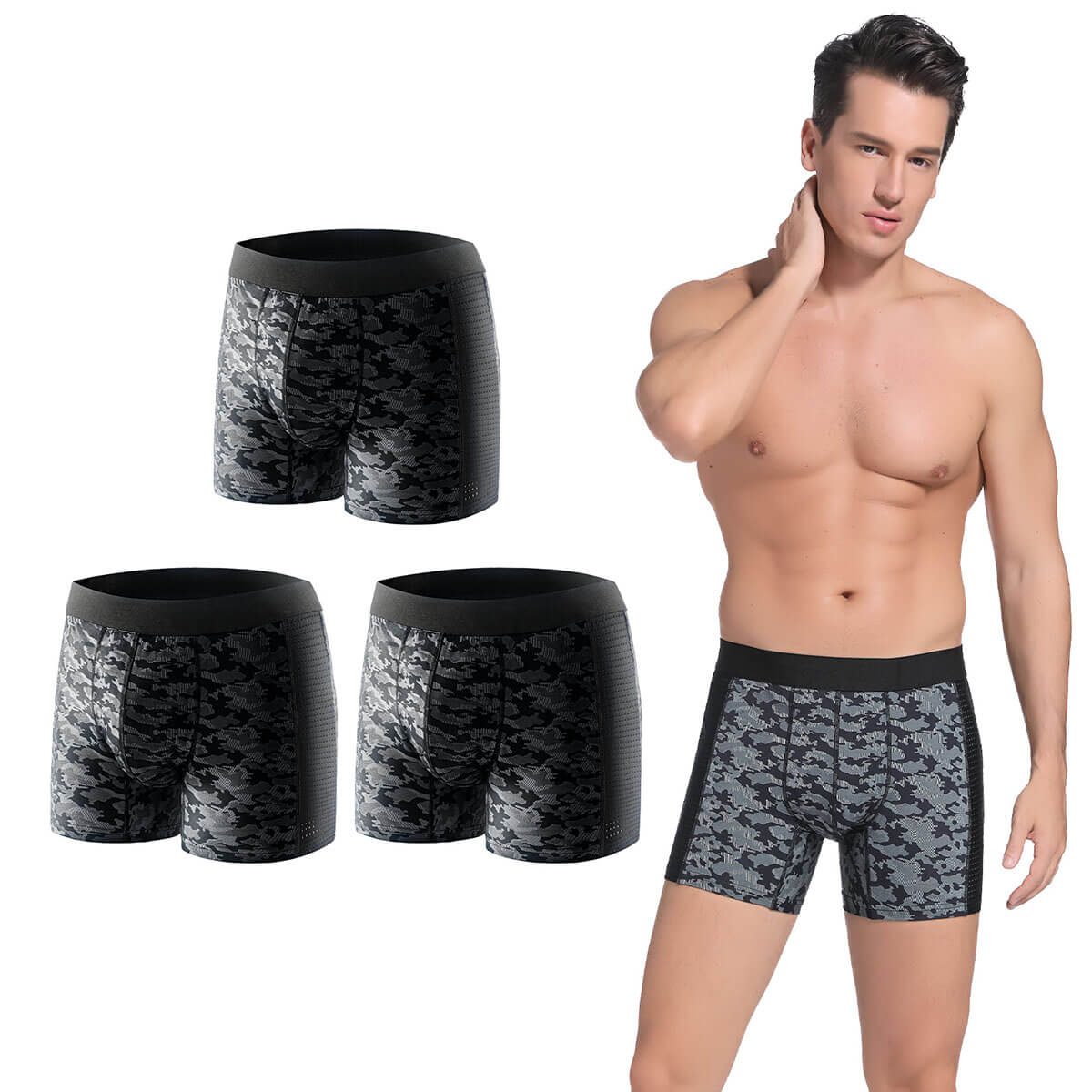 Reusable Incontinence Boxer Briefs with Pouch - M74 - Image 11